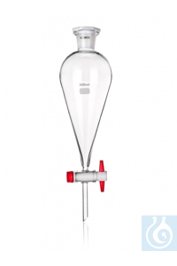 Scheitrechter (lang conisch) Squibb 50 ml met PTFE kraan NS 12,/2,5, NS19 hals, PE stop,...